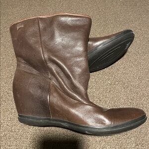 CAMPER Brown Leather Wedge Ankle Booties
